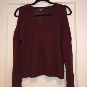 Charlotte Russe Burgundy Sweater Cut-Out Shoulders